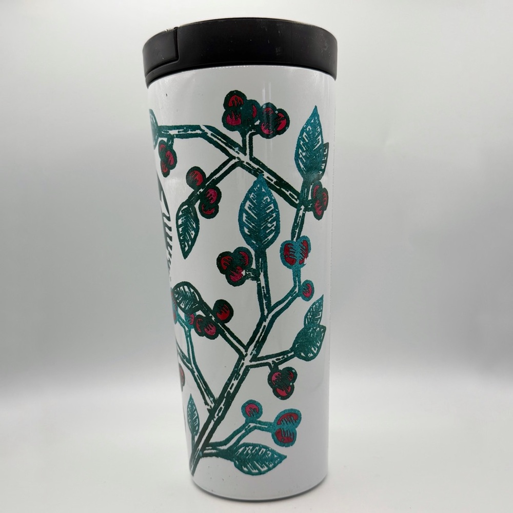 Starbucks 2016 holiday insulated stainless steel tumbler White Holly Berry 16 oz - Picture 2 of 8